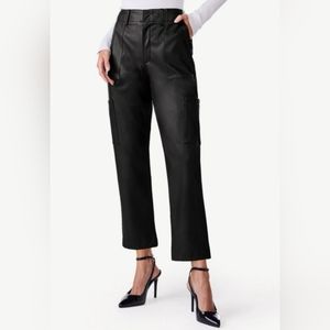 Scoop "Faux Leather High Rise Cargo Pants", size 0